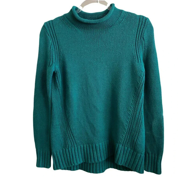 J. Crew Always Roll Neck 1988 Knit Cotton Pullover Sweater Spicy Jade Green XS - Picture 3 of 9